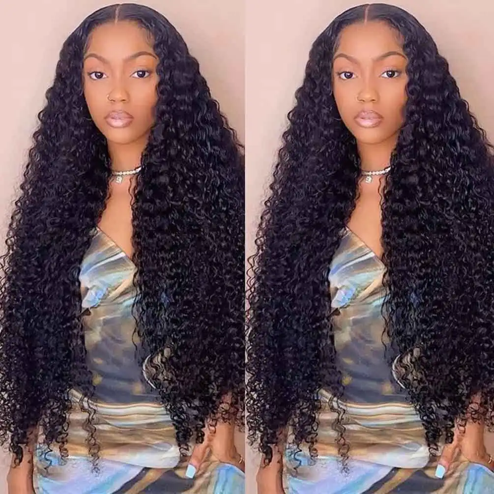 

13x4 HD Transparent Curly Lace Front Human Hair Wigs Deep Wave Lace Frontal Wig For Women PrePlucked Brazilian 4x4 Closure Wigs