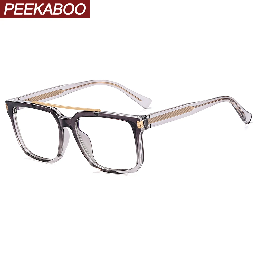 Peekaboo TR90 Retro-Brillengestell für Männer, große CP-Acetat-Quadratbrille, optische männliche klare Linse, braun, schwarz, hohe Qualität, heiß