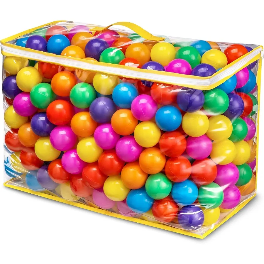 100Pcs Ball Pit Balls Phthalate Free Crush Proof Plastic - 7 Bright Colors in Reusable Play Toys for Kids with Storage Bag