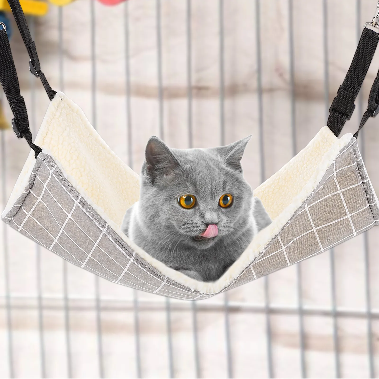 Hanging Pet Bed Cat Hammock Wide Entry Design for Easy Access Space Saving Cage Mountable Warm Winter Sleeping Spot Quick Dry view 5