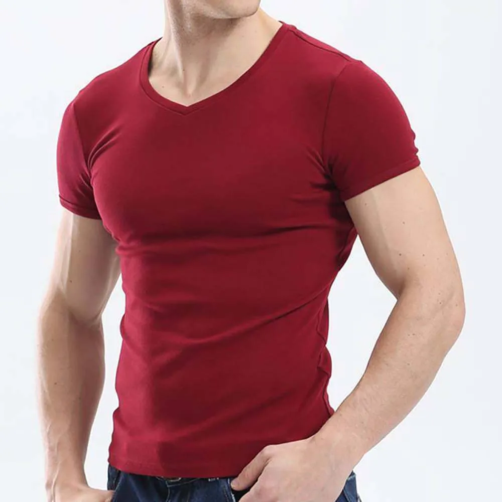 2024 New Casual Tops Men T Shirt Fitness T-shirts Mens V neck Man T-shirt For Male Tshirts M-4XL Plue Size TDX03