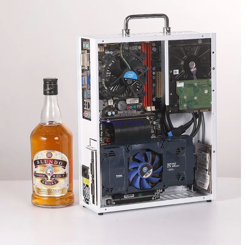 Белый P02 P03 P04 Портативный маленький чехол itxMATX с ручкой FLEX Источник питания Высокий настольный чехол для видеокарты