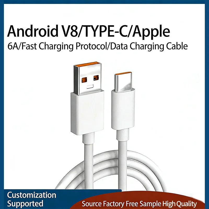 

USB Type C 6A Super Charging Cable For Huawei Fast Charging Wire USB-C Charger Data Cord 0.3m 1m 2m Cable For Xiaomi Samsung