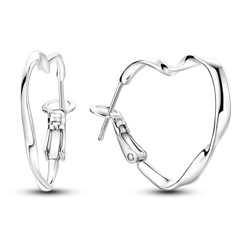 

925 Sterling Silver Earrings Women Sparkling Heart Hoop Earring For Anniversary Wedding Jewelry Gifts