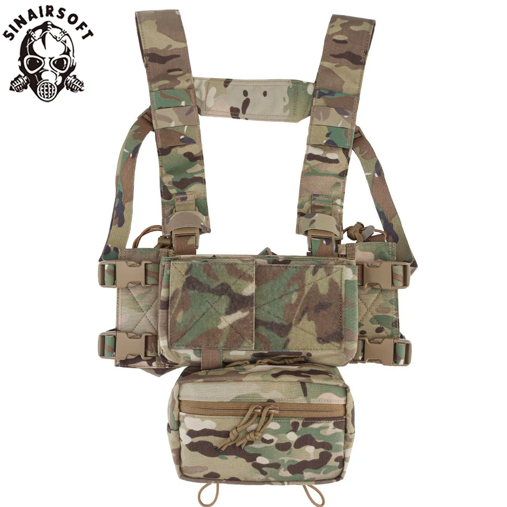 SINAIRSOFT MK4 Tactical Chest Rig Hunting Vest Setup Micro Fight Chassis Half Flap Rifle 9mm Magazine Insert Radio Sack Pouch