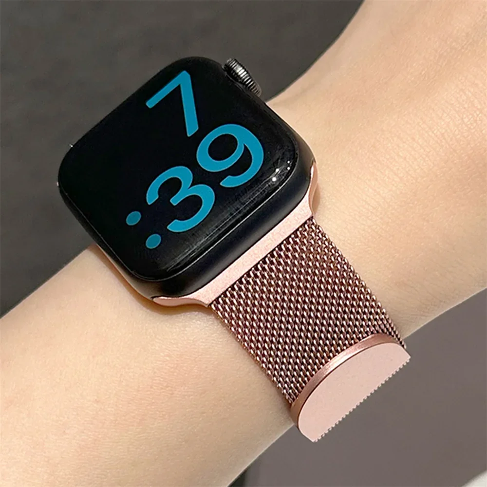 Stainless Steel Milan Mesh Strap For Apple Watch Band 49mm 45mm 44mm 40mm For iwatch Serie 9 8 7 6 5 Ultra Light Women Bracelet