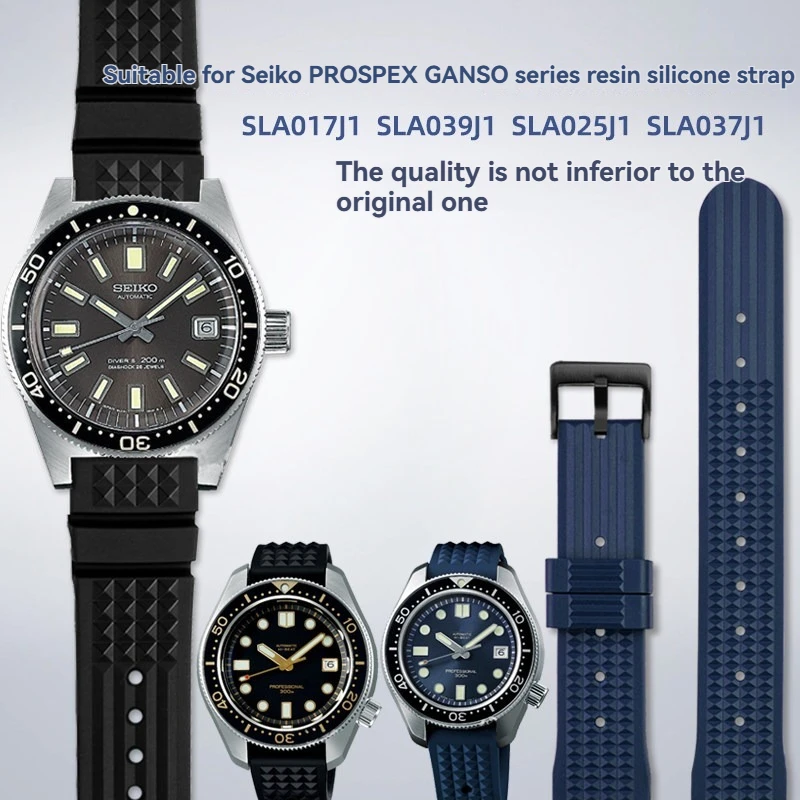 For Seiko PROSPEX Original Series SLA017J1 SLA039J1 Silicone Strap Dive Watch Rubber Strap Men's Waffle Pattern Silicone Strap