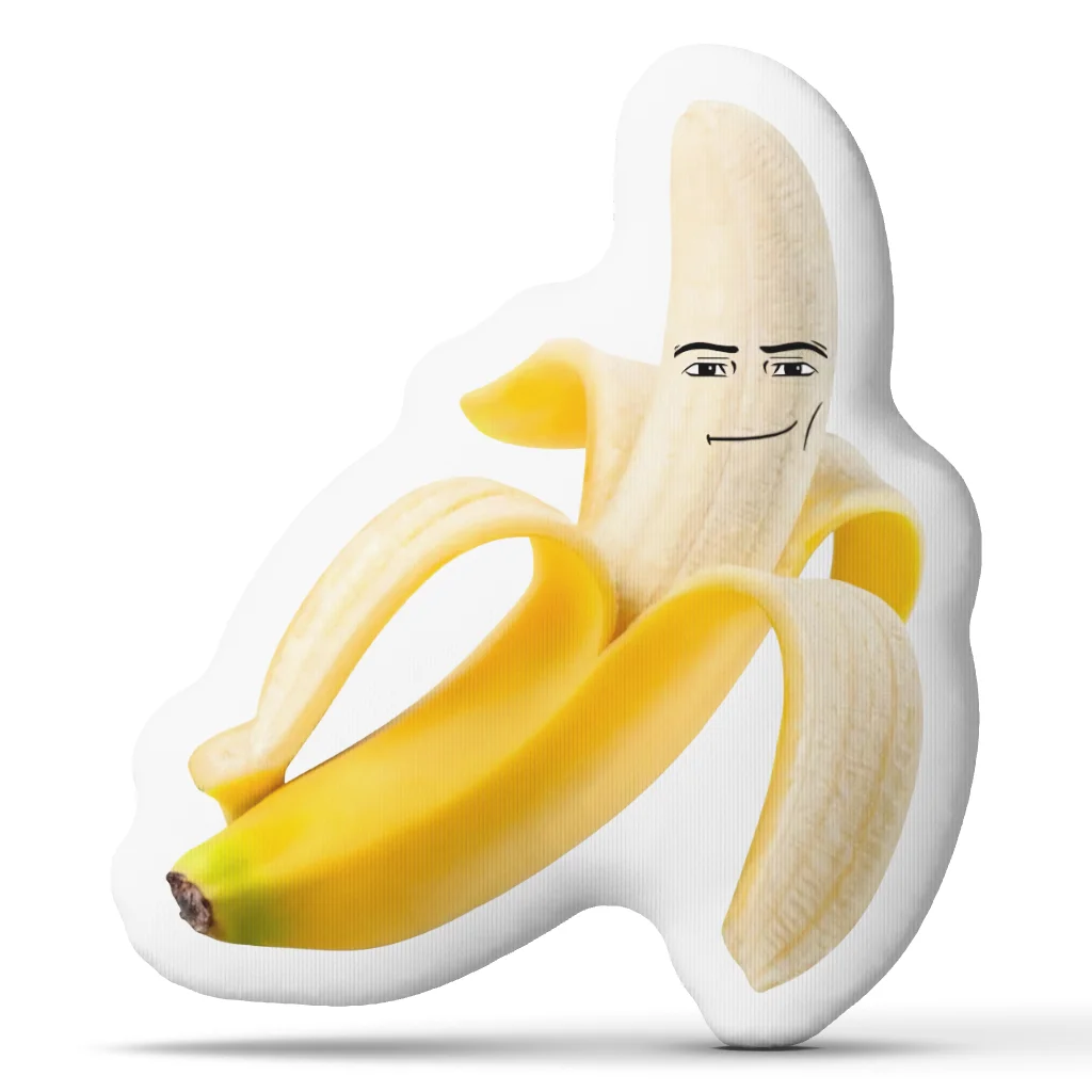 Funny Banana Throw Pillow Irregular Stuffed Cushion with Smirking Face Novelty Fruit Pillow for Sofa Home Decor Living Room