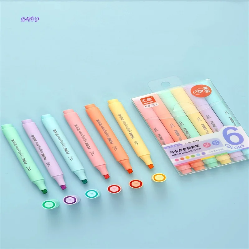

QIANKONG 2024 New 6Pcs/set of colorful fluorescent pens, cute stationery, painting art, fluorescent DIY drawing, office supplies