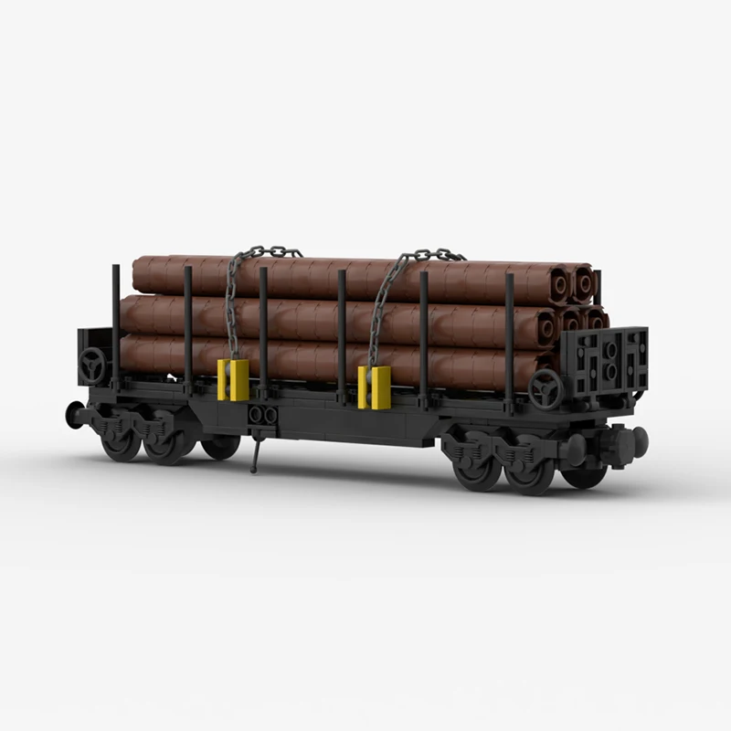 MOC Building blocks Train car Railway Container heavy duty freight train Wood High Rail Boy DIY Assemble toys Bricks Model 2878