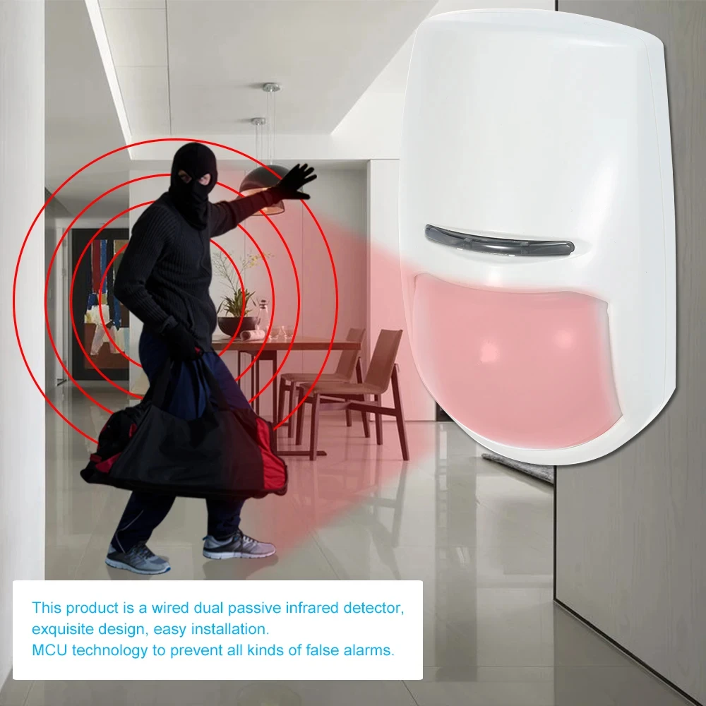 NEW Wired PIR Motion Sensor Dual Passive Infrared Detector For Home Burglar Security Alarm System