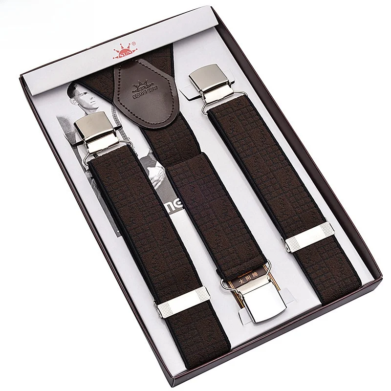 メンズスーツ弾性滑り止めズボンサスペンダー大人用ウエストベルトビジネスカジュアルレザー合金ブルー留め具ズボンストラップ