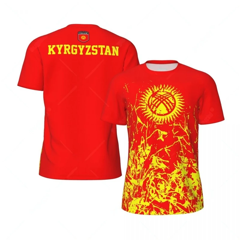 Kyrgyzstan Flag Graphic Mens Football Jersey Fashion National Emblem 3D Printed Sports T Shirt Casual Oversized Breathable Tees