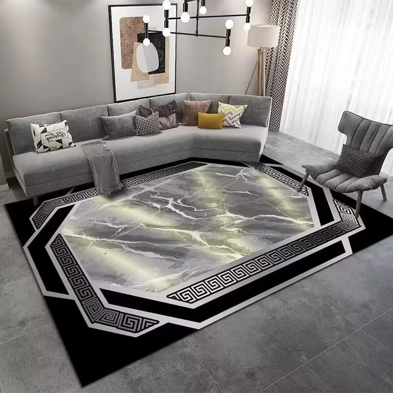 Marble Large Carpet for Living Room 160x230 Black Light Luxury Decoration Study Area Rug Washable Y2k Bedroom Home Mats Non-slip