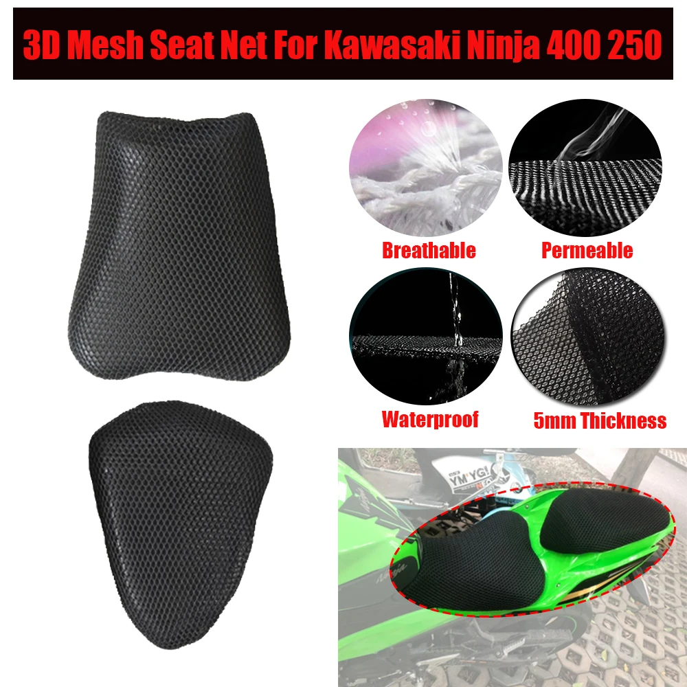 For ninja 400 250 ABS Motorcycle Mesh Seat Cover Cushion Guard Waterproof Insulation Breathable Net For Ninja400 Ninja250