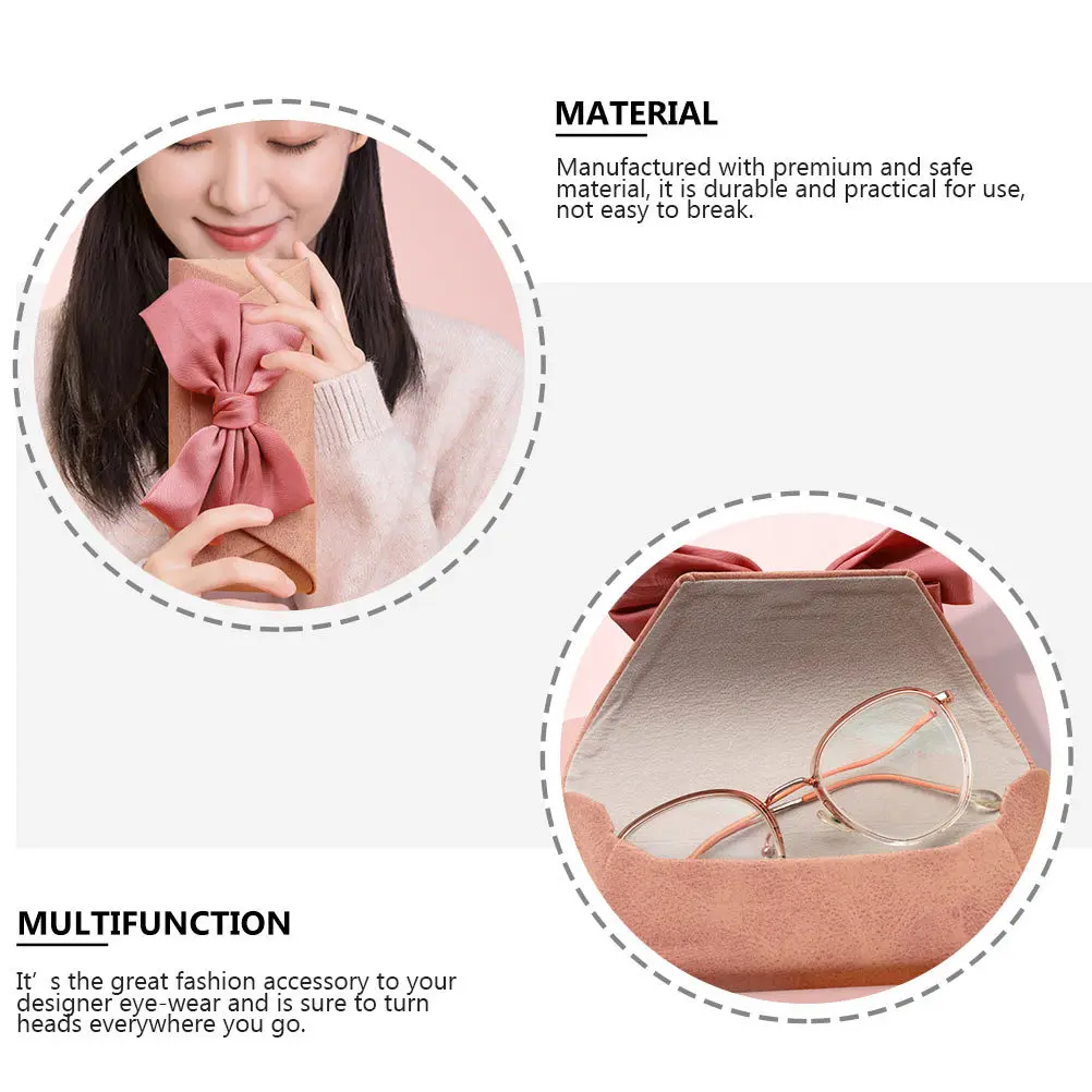 

2pcs Butterfly Bow Eyeglass Case For Women Pu Storage Bag Durable Portable Sunglasses Box Fashion Glasses Pouch Protective