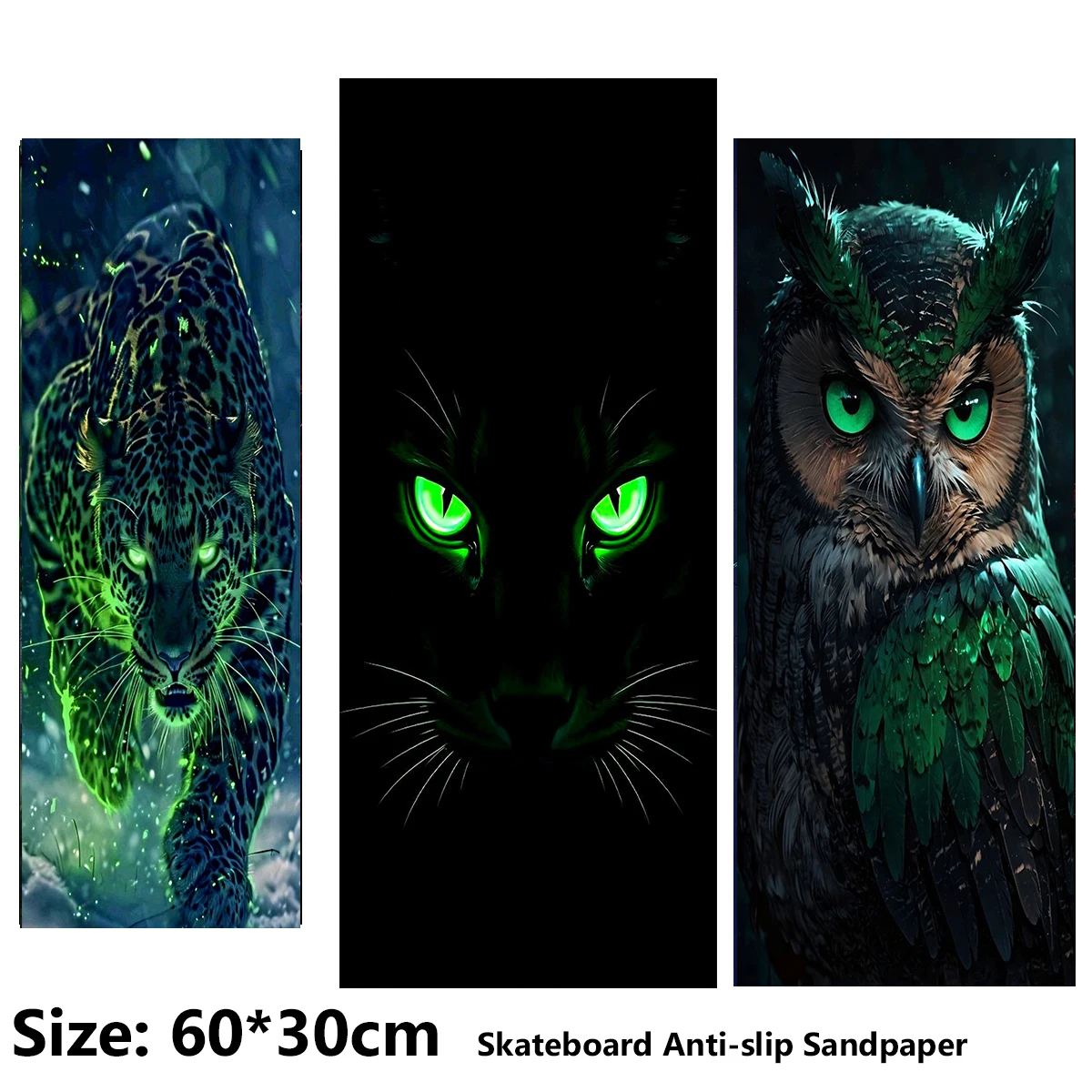Dark Green Parrot Pattern ElecStric Scooter Anti-slip Sticker Sandpaper Skateboard Grip Tape Sheet 60*30cm