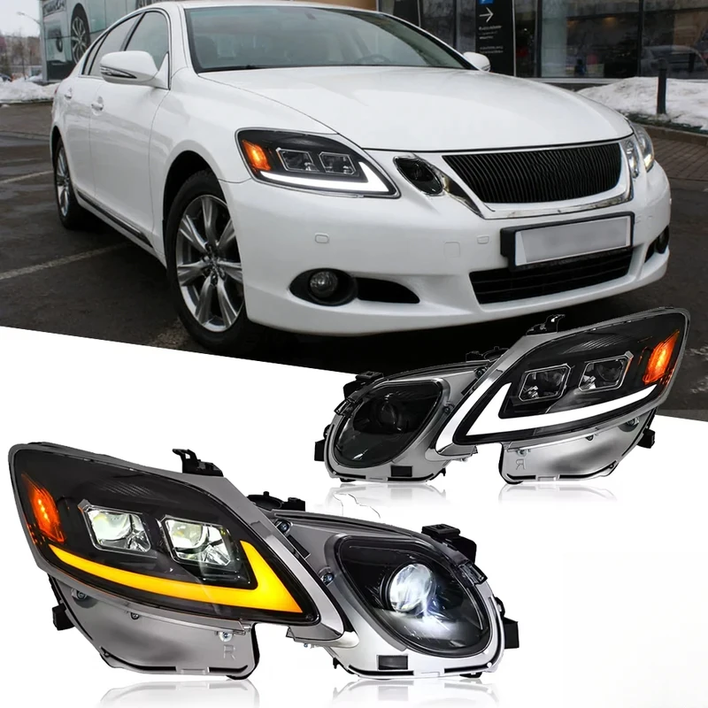 

Для GS300 2004-2012: Комплект фар с обновленным стартовым эффектом, новый стиль, светодиодные линзы-проекторы, автомобильные инструменты и аксессуары