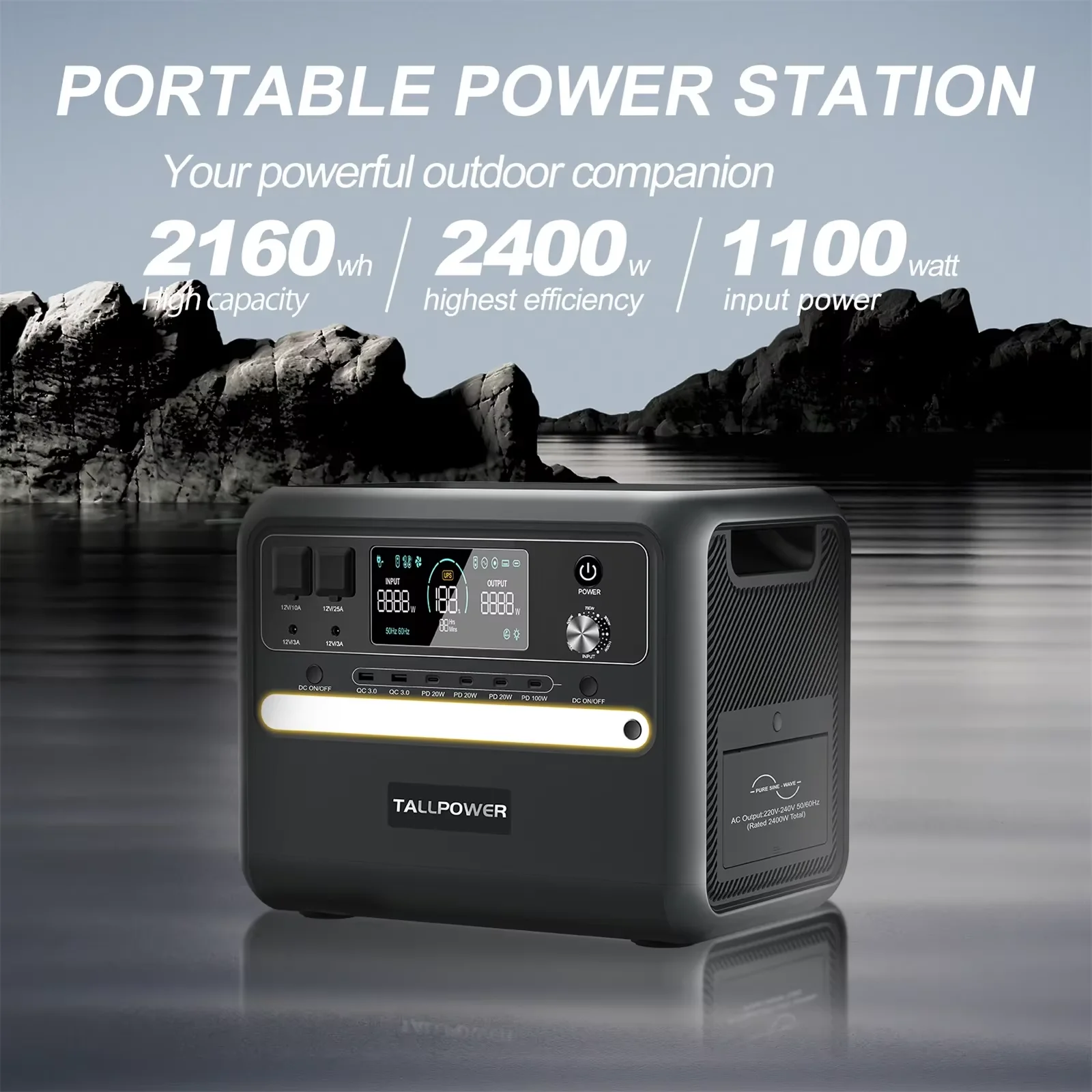 TALLPOWER V2400 Portable Power Station 2400W Solar Generator