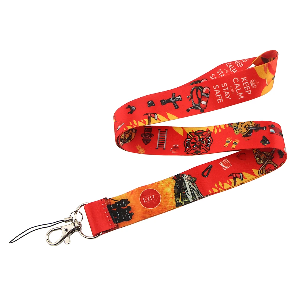 Firefighter Neck Strap Keychain Lanyard Credit Card Holders Keycord Key Holder DIY Hanging Rope Phone Accessories Gift