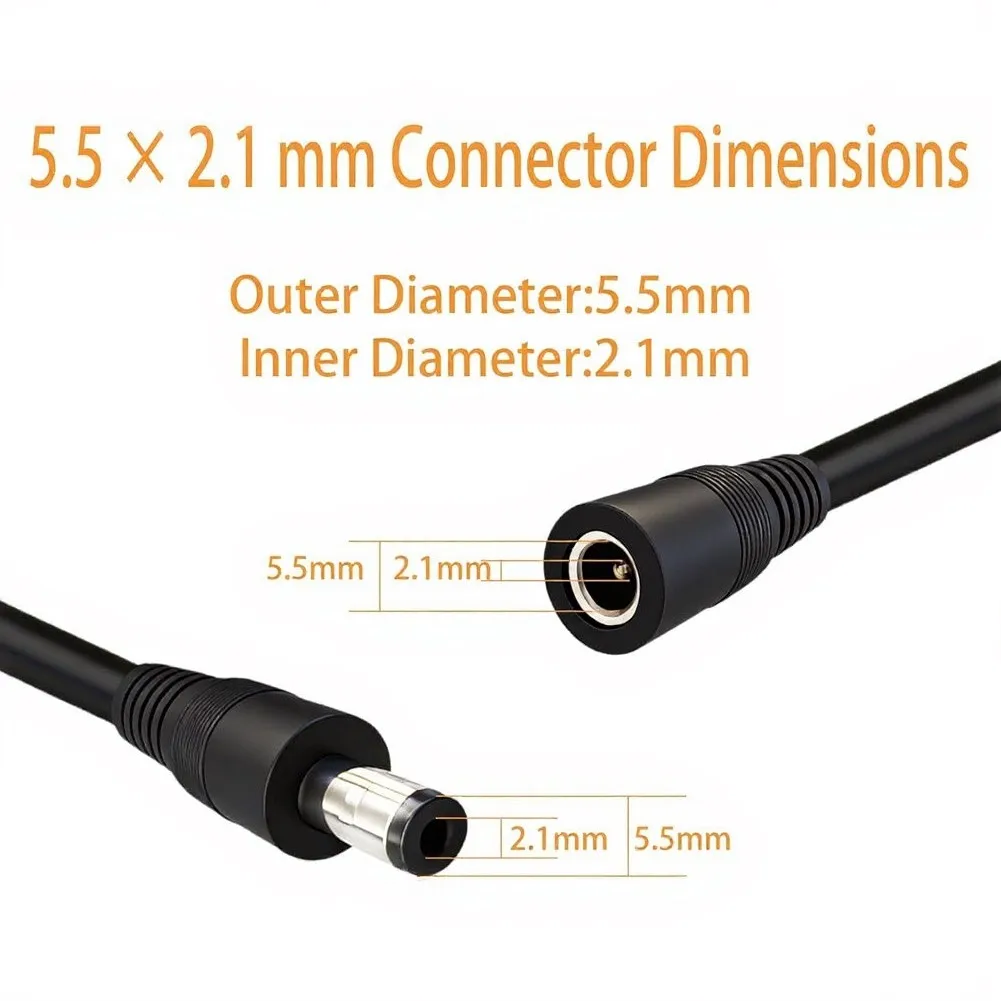 2.1mm Female To 2.5mm Male 5.5mm X 2.1mm To 2.5mm Adapter For Home Office Organization 16cm Optimal Length Neat Organized Setup