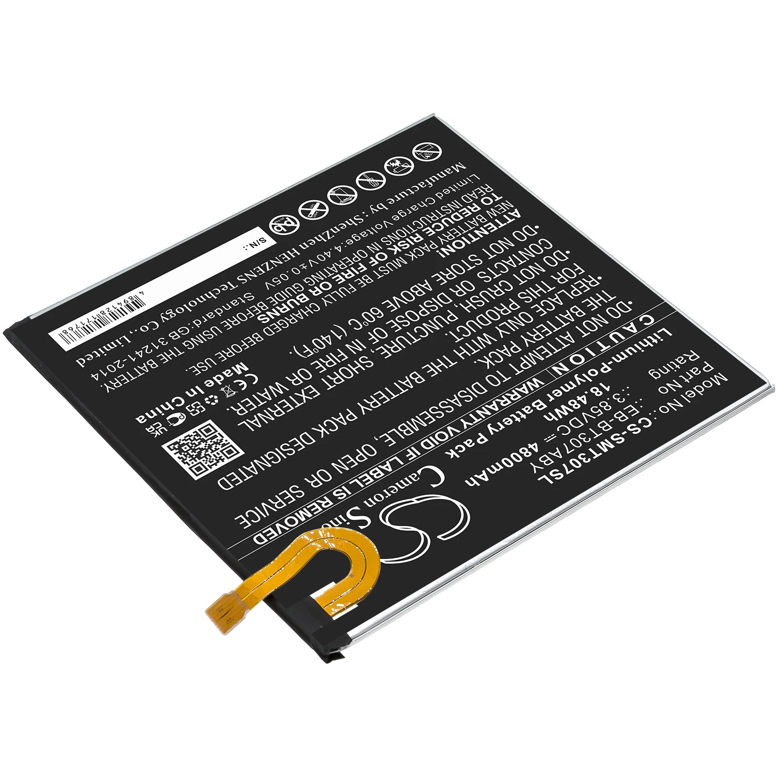 Li-Polymer Tablet Battery for Samsung,3.85v,4800mAh,Galaxy Tab A 8.4 2020, SM-T307U EB-BT307ABY