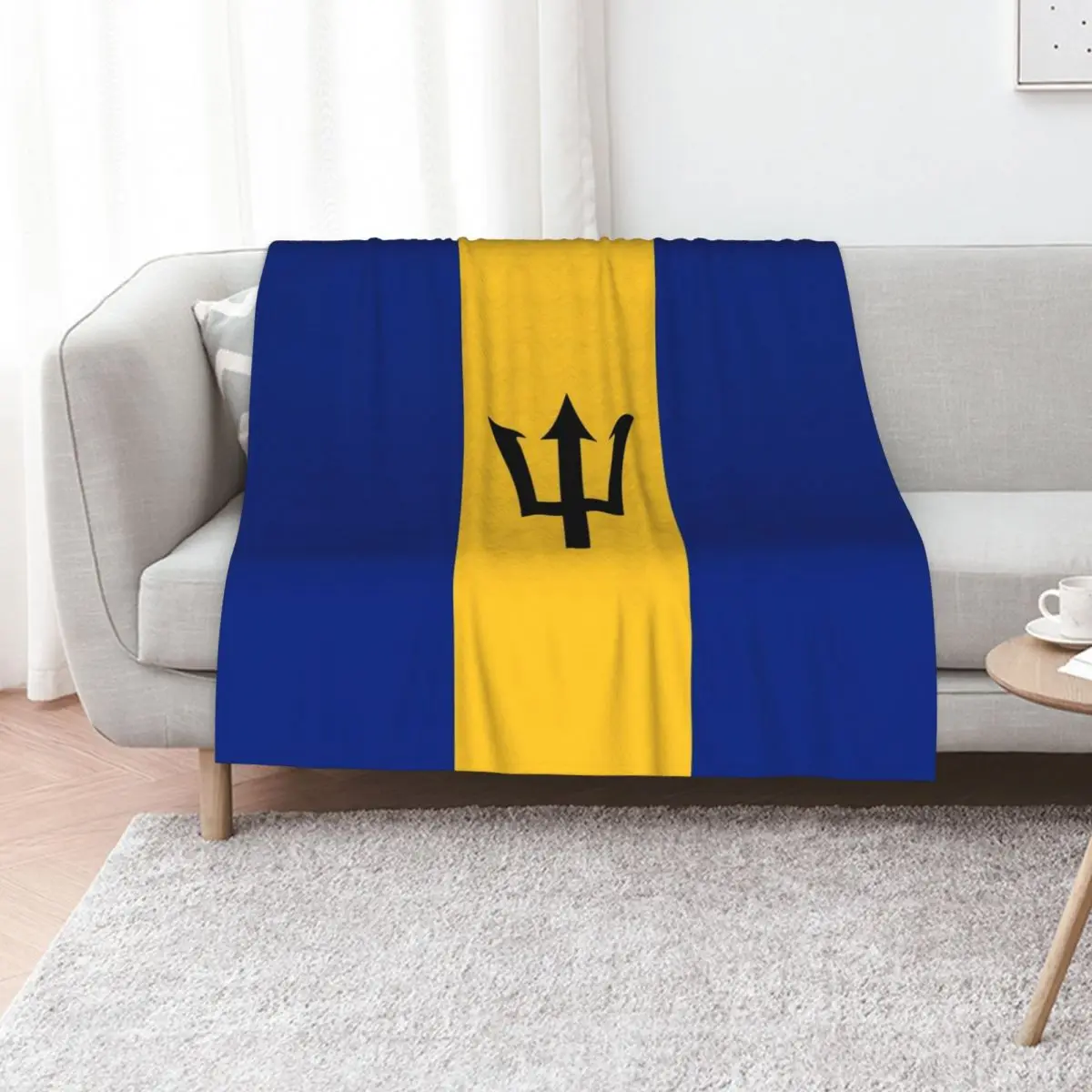 

Barbados flag Throw Blanket Sofa Custom Beach halloween Blankets