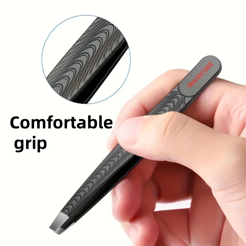 Stainless Steel Eyebrow Tweezers with Sharp Tips & Non-Slip Grip Professional Slant Tip Design for Precise Eyebrow Beard