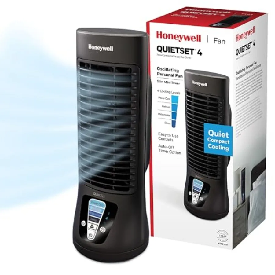 QuietSet Personal Table, Oscillating Personal Desk with Quiet Operation, 4 Levels of Power and Sound, Black, HTF210B, Pack of 2