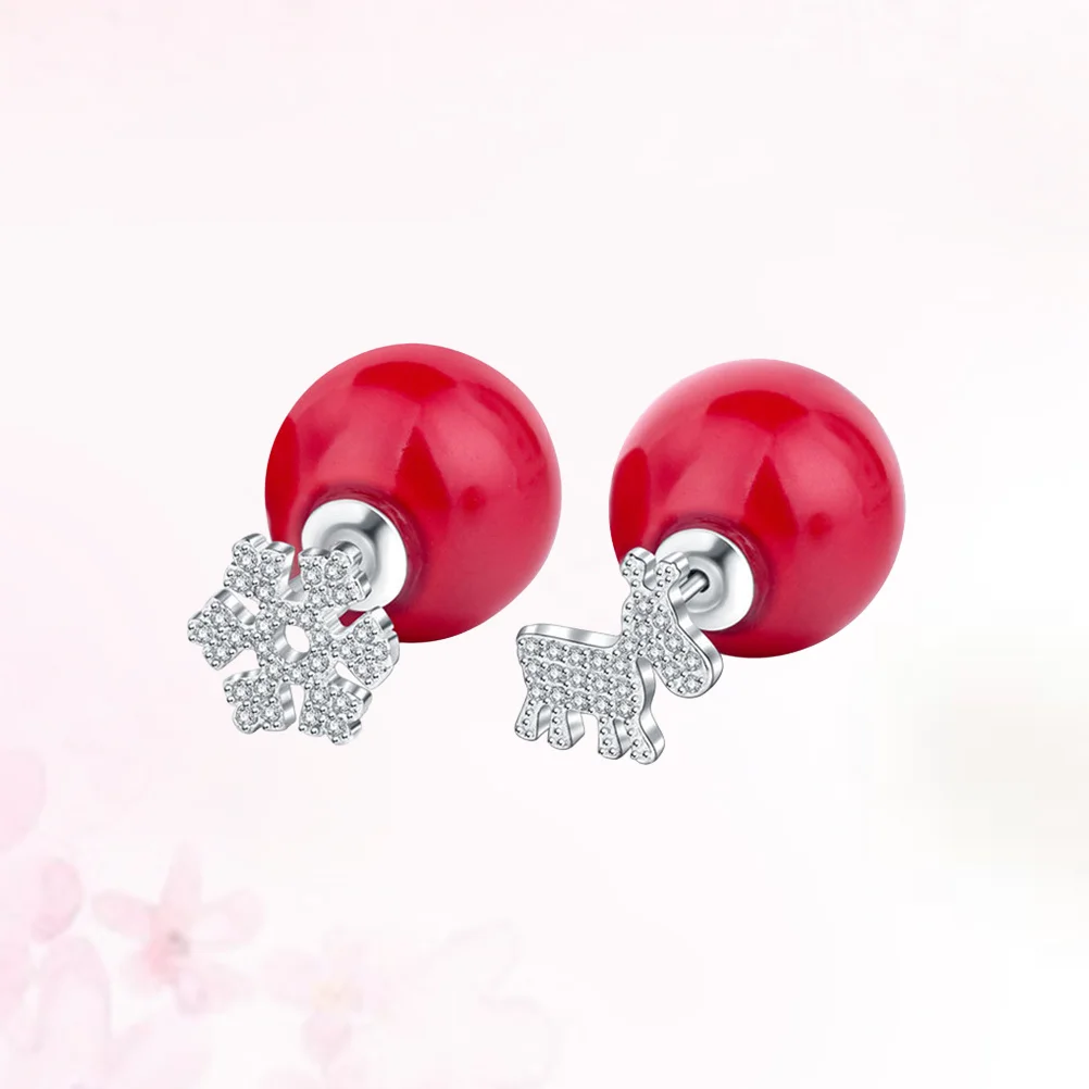 ABOOFAN 1 пара стерлингового серебра 925 пробы, снежинки, рождественские рога, ювелирные изделия, подарок, белые циркониевые серьги с животными для женщин