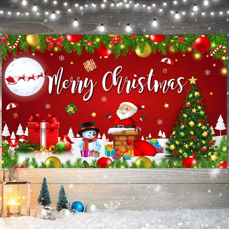 180x110cm Christmas Banner Decoration Red Santa Claus Photo Banner Christmas Backdrop New Year Decoration Christmas Ornament