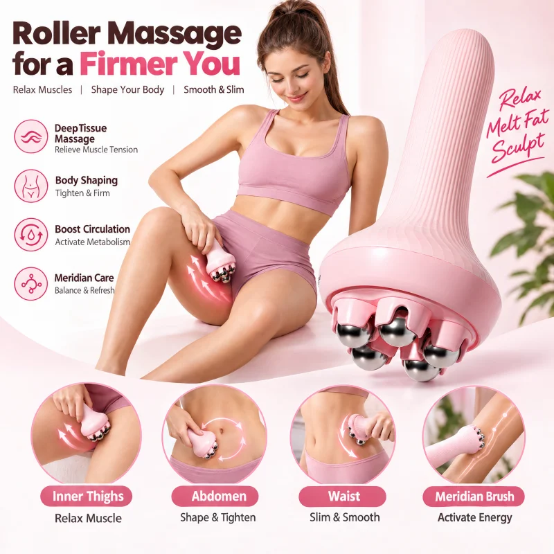 1/2Pcs Facial Massage Tool 5 Bead Face Massager 360 Rotate Thin Face Full Body Shape Massager Lifting Wrinkle Remover