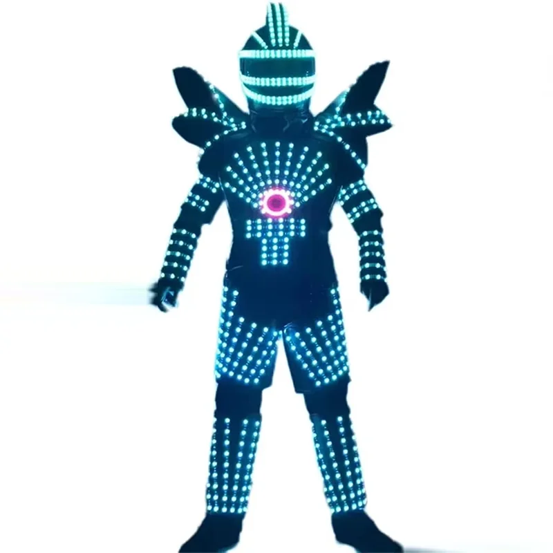 

Светодиодный костюм робота: светящаяся куртка RGB, броня для ночных клубов и баров, световое шоу, танцевальная одежда, шлем в комплекте