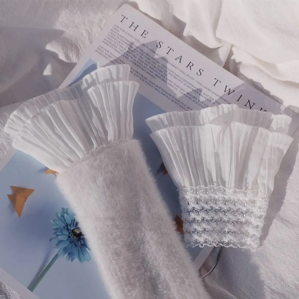 1Pair Spring Autumn Gloves Scar Cover Sweater Decorative Fake Sleeve Lace Cuffs Ruffles Elbow Sleeve Detachable Sleeve Cuffs