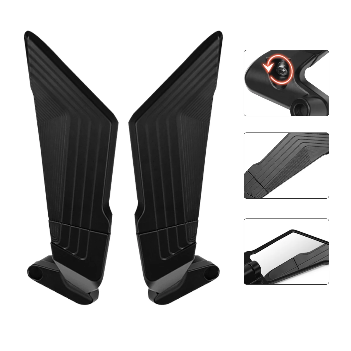 مرايا الرؤية الخلفية للدراجات النارية، مرايا جانبية دوارة قابلة للتعديل للجزء العلوي الأمامي، لمرآة جناح الدراجة النارية Honda Kawasaki Yamaha #2