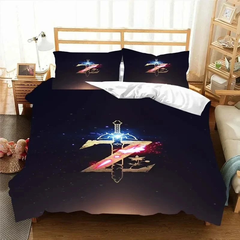 Z-Zelda Pattern Quilt Cover Pillowcase Bedding Two or Three Piece Set Multi Size Comforter Set Duvet Cover Bedding Sets