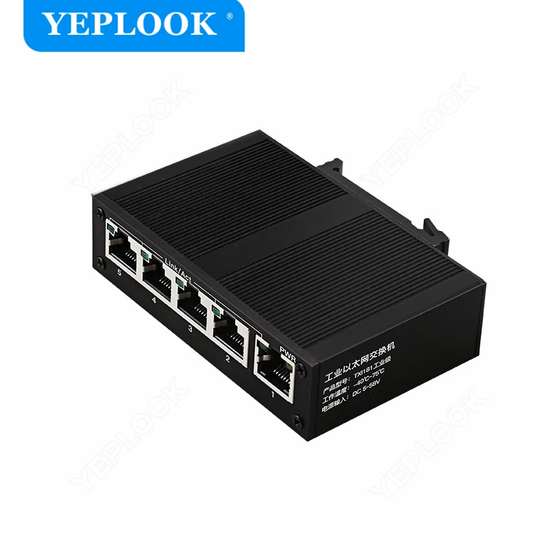 Suporte a Switch de Rede Ethernet, 5 Portas RJ45, 10 Mbps, 100Mbps, Entrada DC 5V-58V, Plug and Play, Proteção Contra Raios