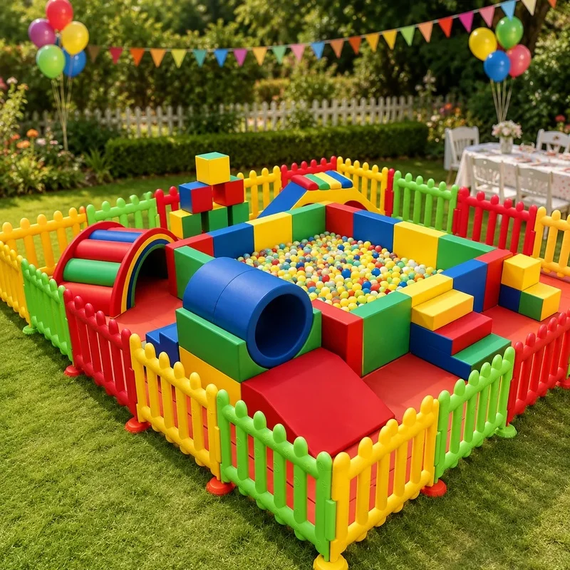 Popular rainbow Foam Soft Play Set Toddler Climber Tunnel Arch Ball Pit Indoor Playground for Kids Daycare Party Event Rental