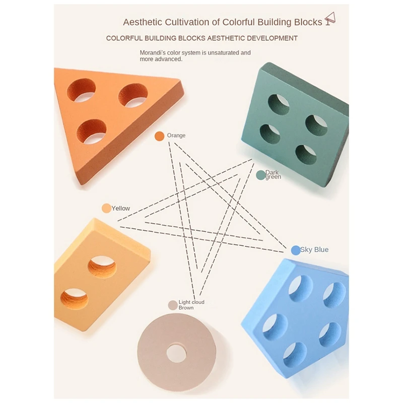 Wooden Sorting & Stacking Puzzle For Toddlers & Preschoolers, Develops Fine Motor Skills For 1 Year Olds