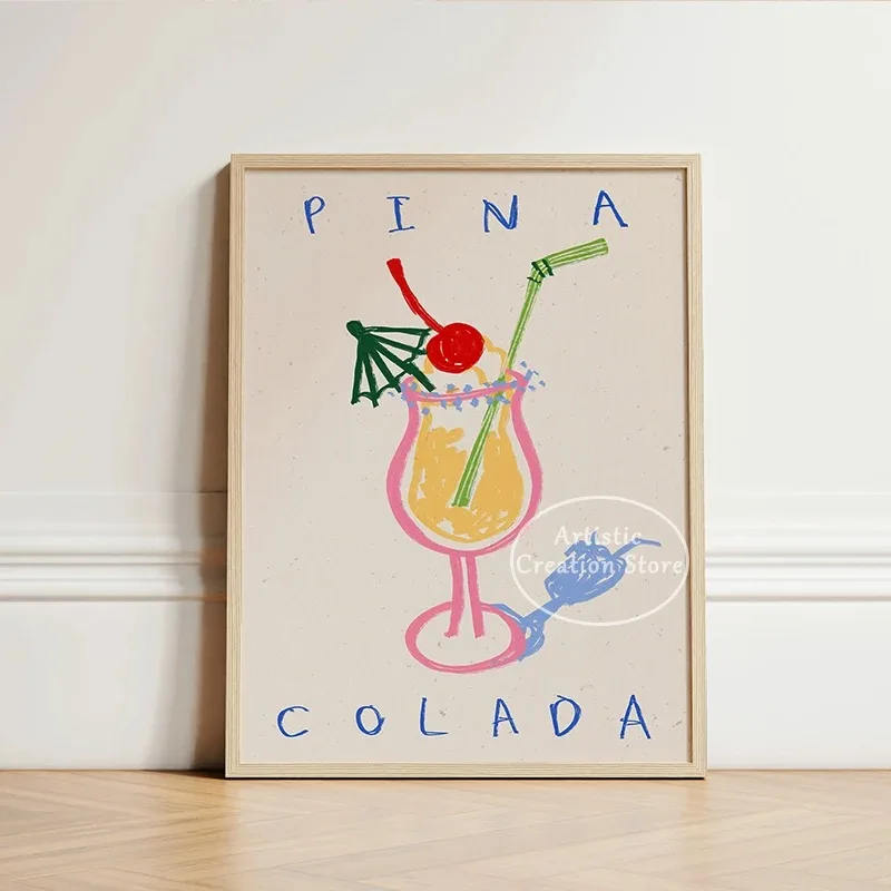 Summer Wall Art Limon Cello Clam Gelato Cocktail Print Canvas Painting Nordic Living Room Kitchen Room Coffee Shop Home Decor