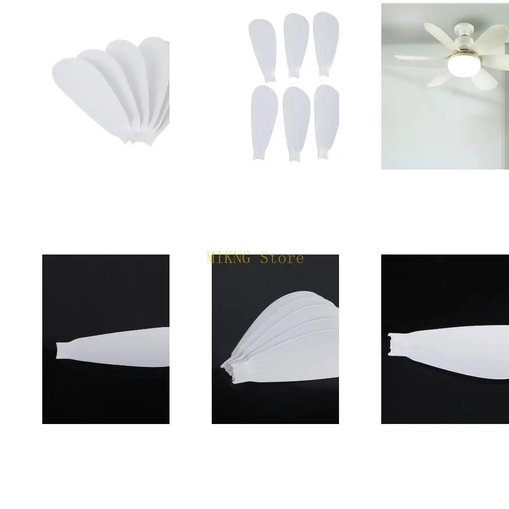 6Pcs Fan Blade Replacement for E27 Ceiling Fan Quiet Air Circulation Low Noise Best Sale