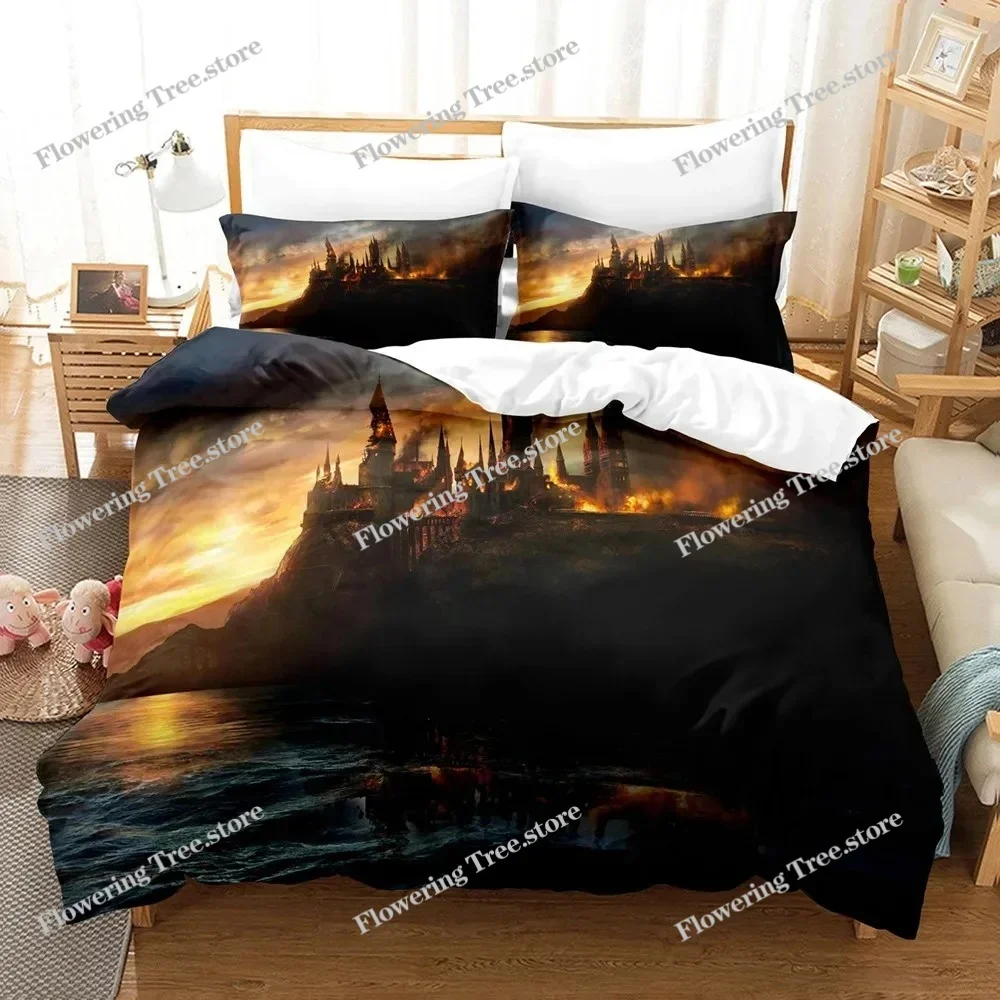 Landscape Duvet Cover Set King Full Size Summer Palm Trees Beach Sea Waves Ocean Theme for Kids Girl Boys Polyester Bedding Set