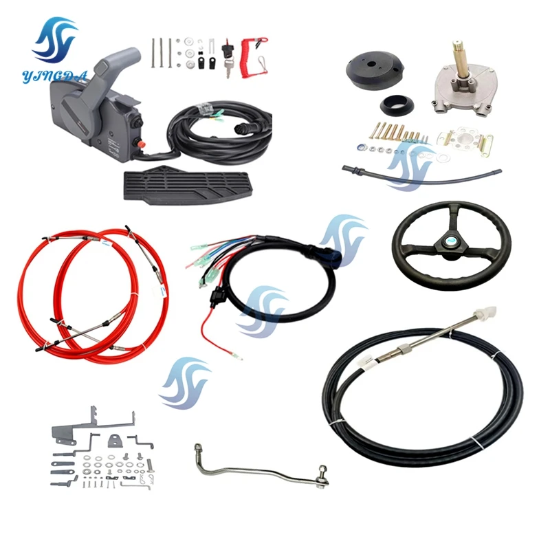 For Yamaha Outboard Motor 2T 15HP Front operating fittings (Steering wheel+Steering gear+throttle cable +remote Control box Kit)