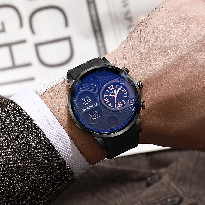 Cross border foreign trade new leisure sports fashion large dial creative silicone men's youth quartz watch watch