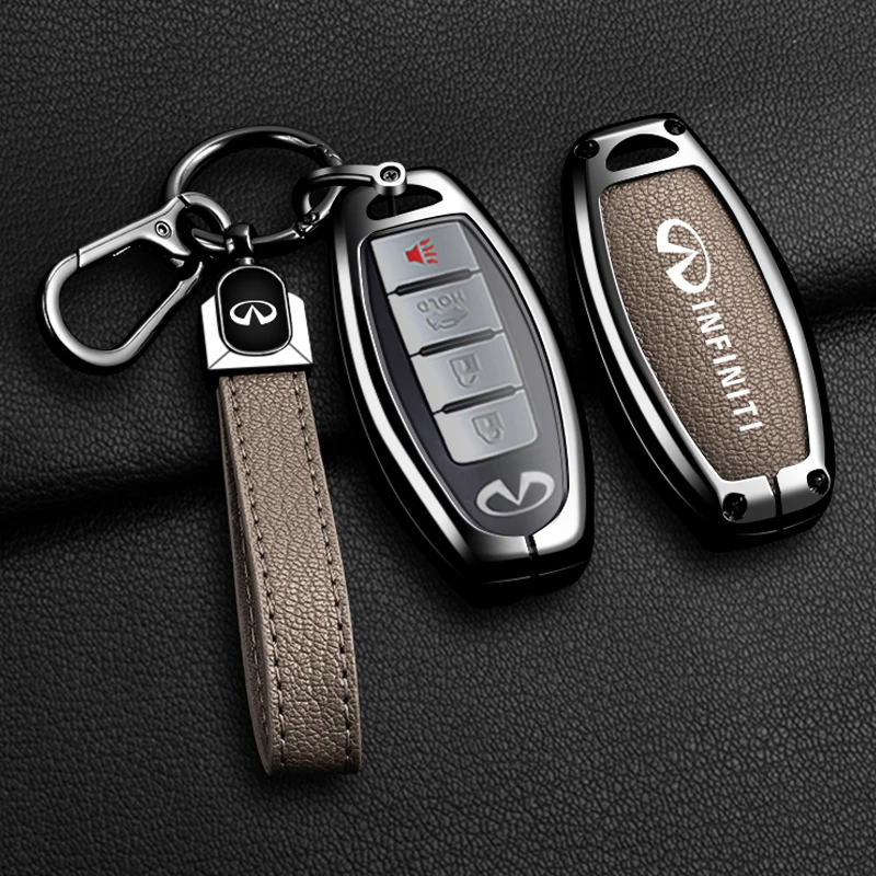 غطاء حافظة مفتاح السيارة من سبائك الزنك ، غلاف ريموت ذكي ، Infiniti Q50 ، Q60 ، Q70 ، QX50 ، QX60 ، QX70 ، G25 ، EX ، FX ، JX35 ، FX25 ، FX35 ، EX35 ، JX35 ، FX37