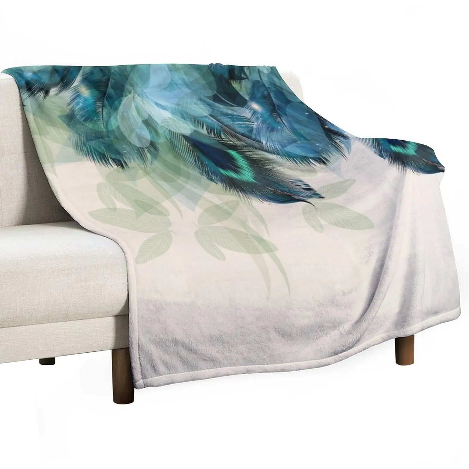 

Peacock Feathers Turquoise Throw Blanket Large Sofa wednesday Blankets