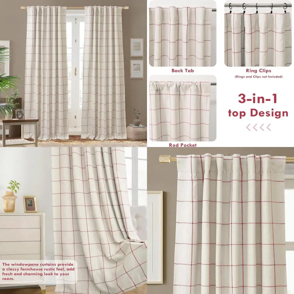 

Плотчатые льняные шторы с термоизоляцией, длина 84, двухслойные, карман стержня 3,25, стиль фермерского дома для спальни и гостиной Ro