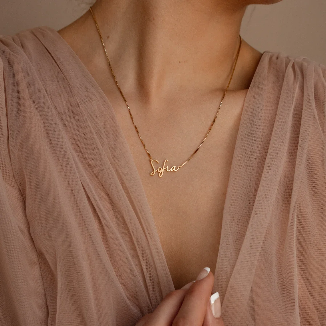 Personalised Gold Name Necklace with Box Chain  Custom Name Necklace Handmade Jewelry Personalised Birthday Gift for Her Mom