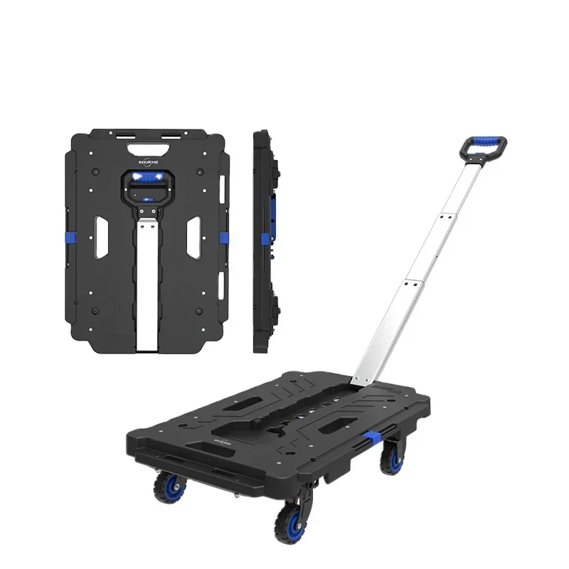 

Portable splicing folding four-wheel platform trolley Small truck pulling cargo trolley