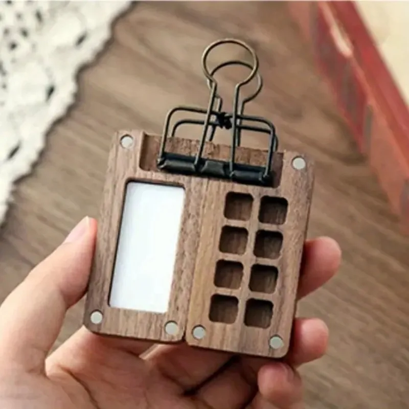 Travel Paint Palette Pocket Artist Watercolor Set Mini Watercolor Palette Set Wooden Grid Paint Box Gift for Kids